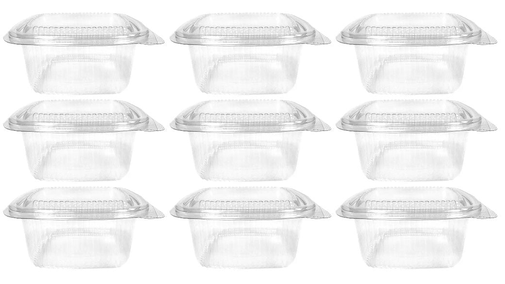 9 x Container Salad Square Hinged 750Ml
