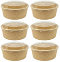 6 x Container Lid Pet Squat Paper Bowl 750Ml 50Pk X 6