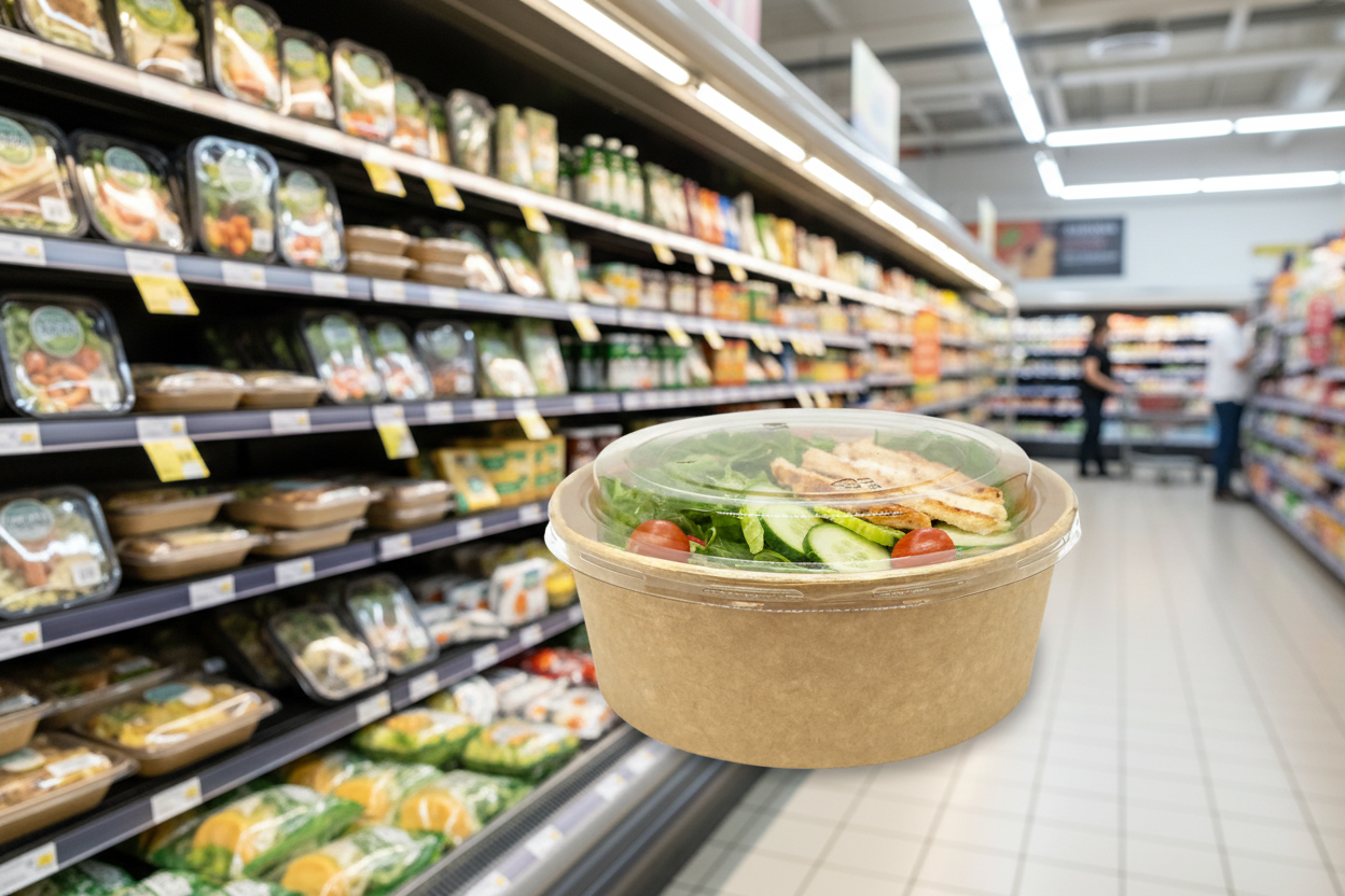6 x Kraft Salad Bowl Container 44Oz