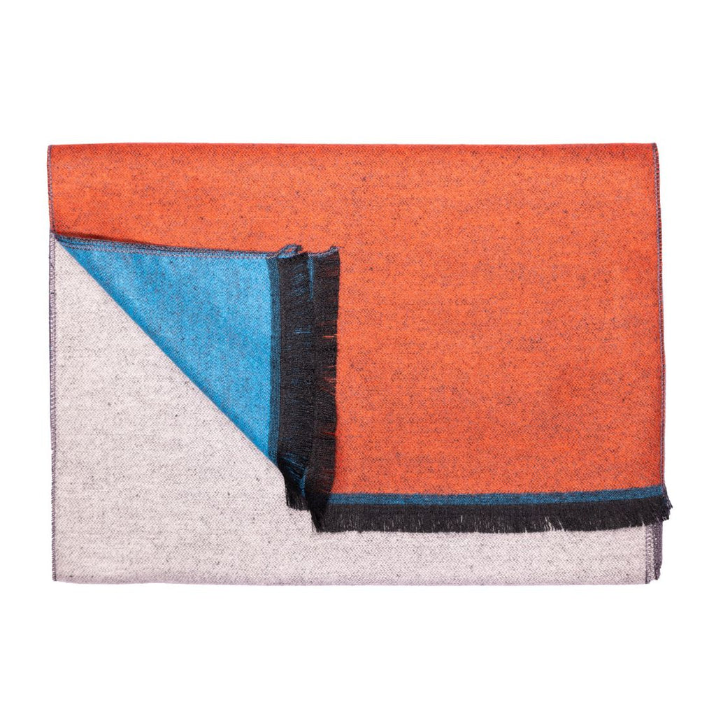 Orange, Blue & Grey Stripe Bamboo Scarf