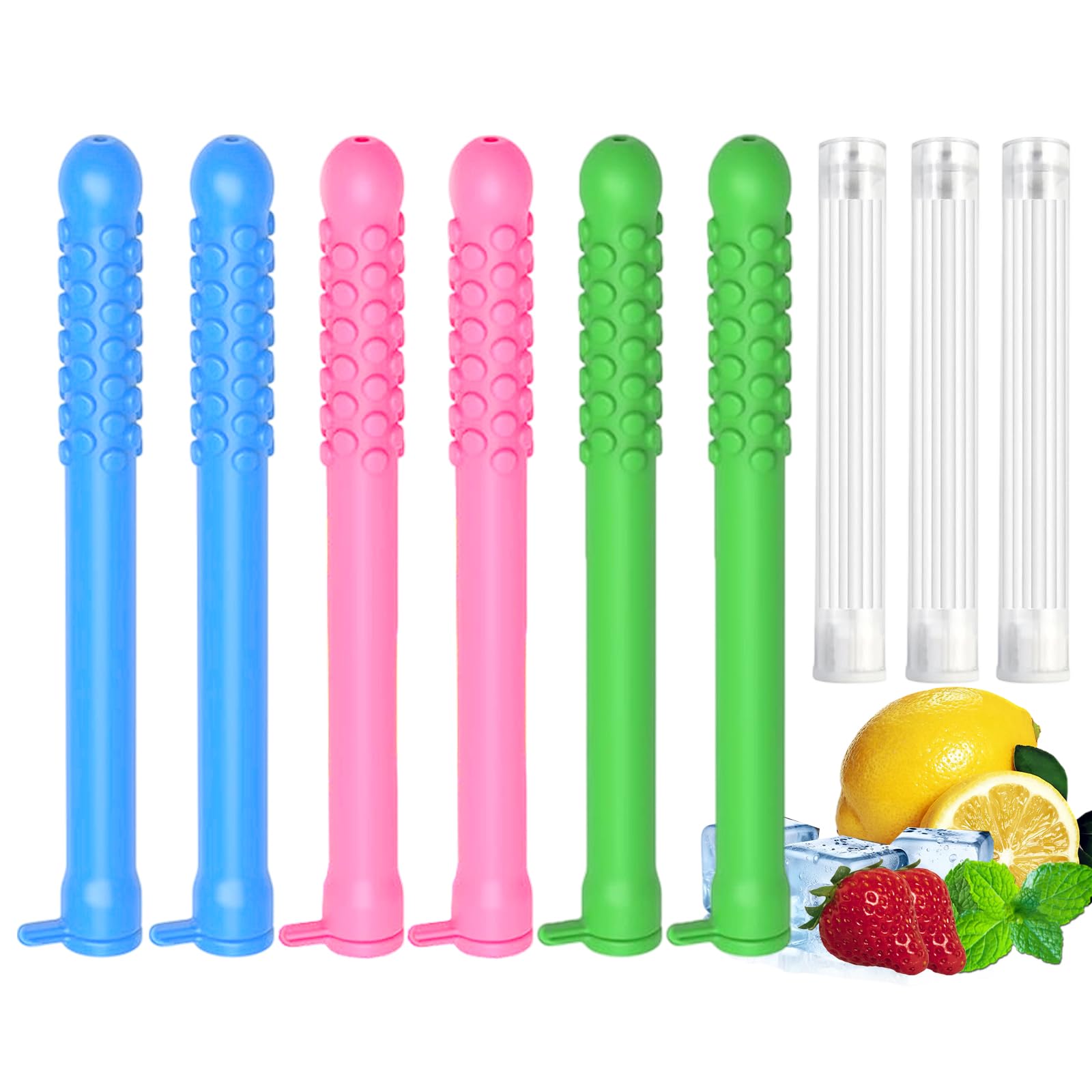 6Pcs Chewable Essential Oil Breath Sticks – Reusable Aromatherapy Breath Sticks with 18 Replacement Cores | Portable for Travel & Office