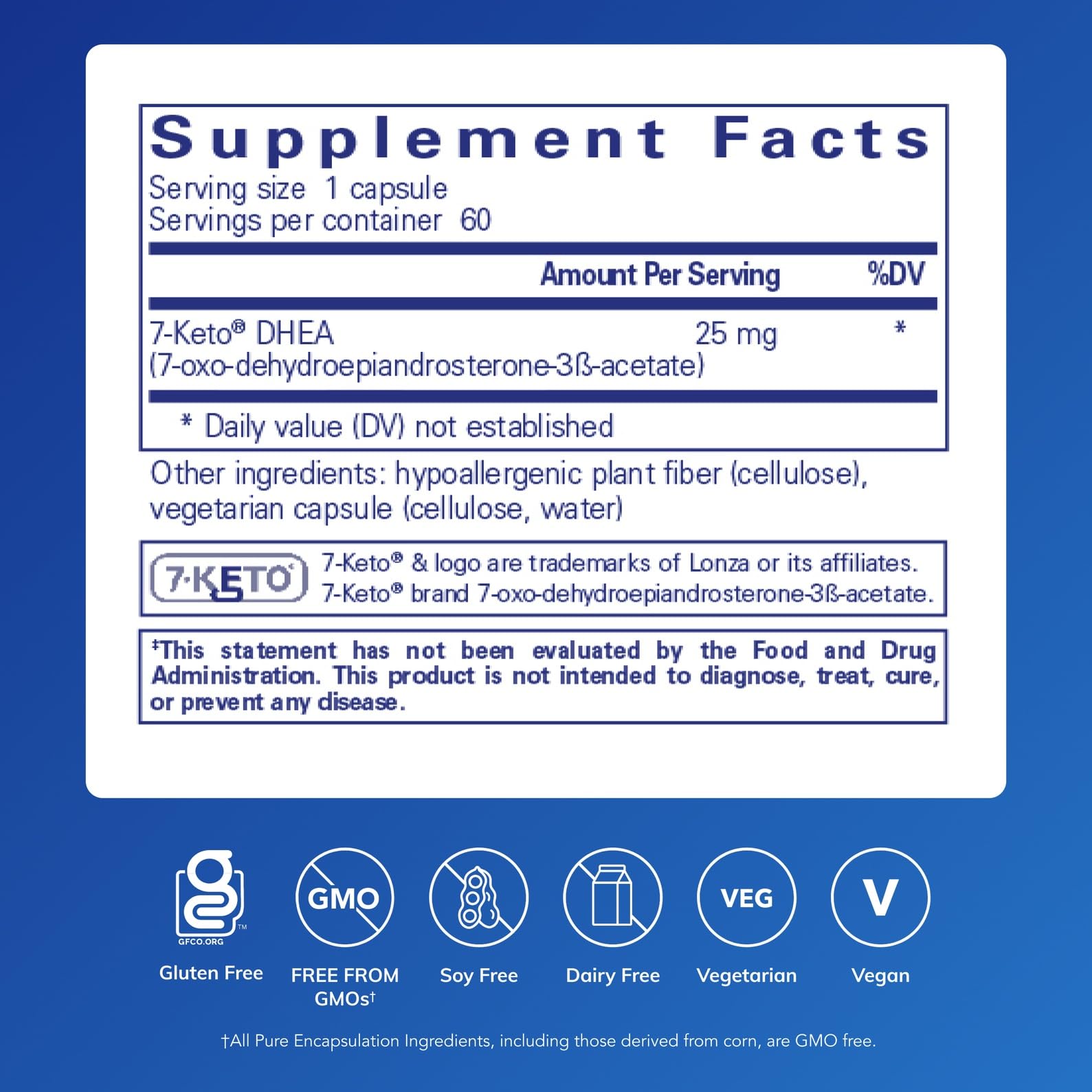 Pure Encapsulations 7-Keto DHEA 25 mg – Unique DHEA Metabolite for Thermogenesis | 60 Capsules