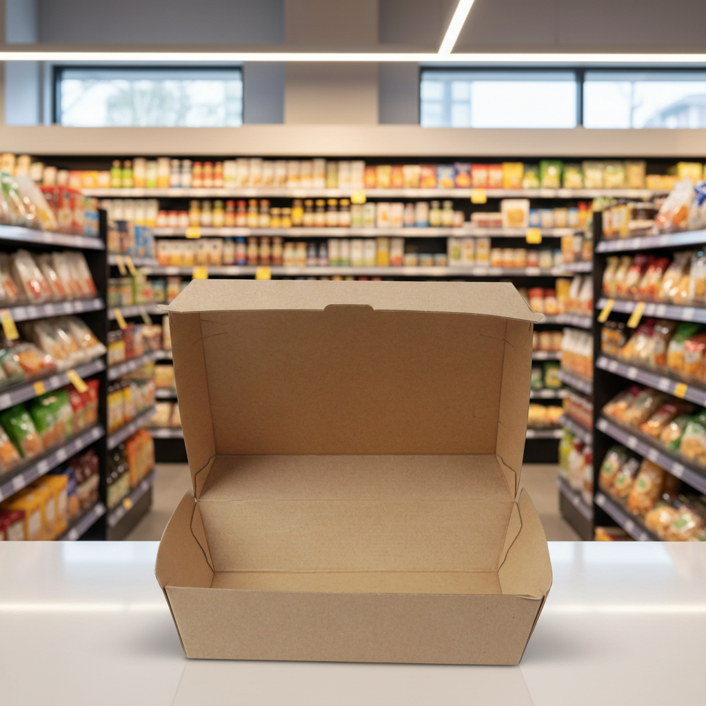 4 x No.10 Corrugated Clamshell Large Lunchbox (Hp3) (4 X 50 S)