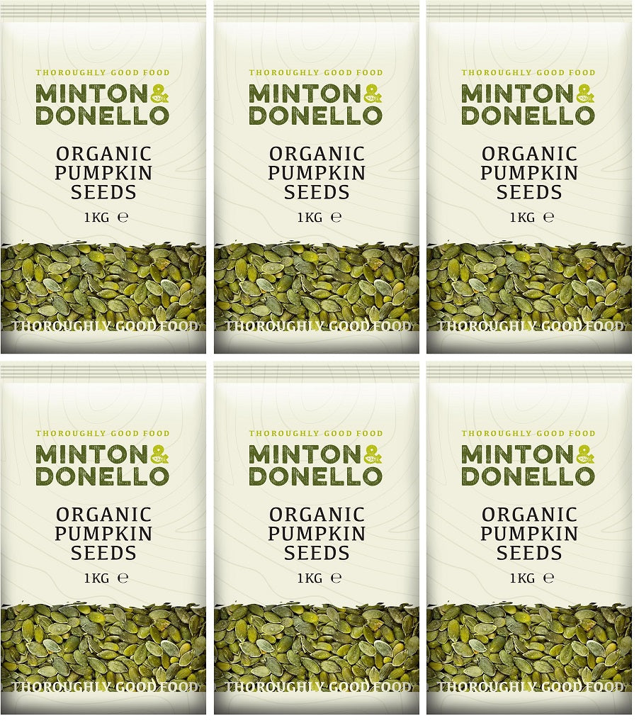 6 x Minton & Donello Organic Pumpkin Seeds - 1000g