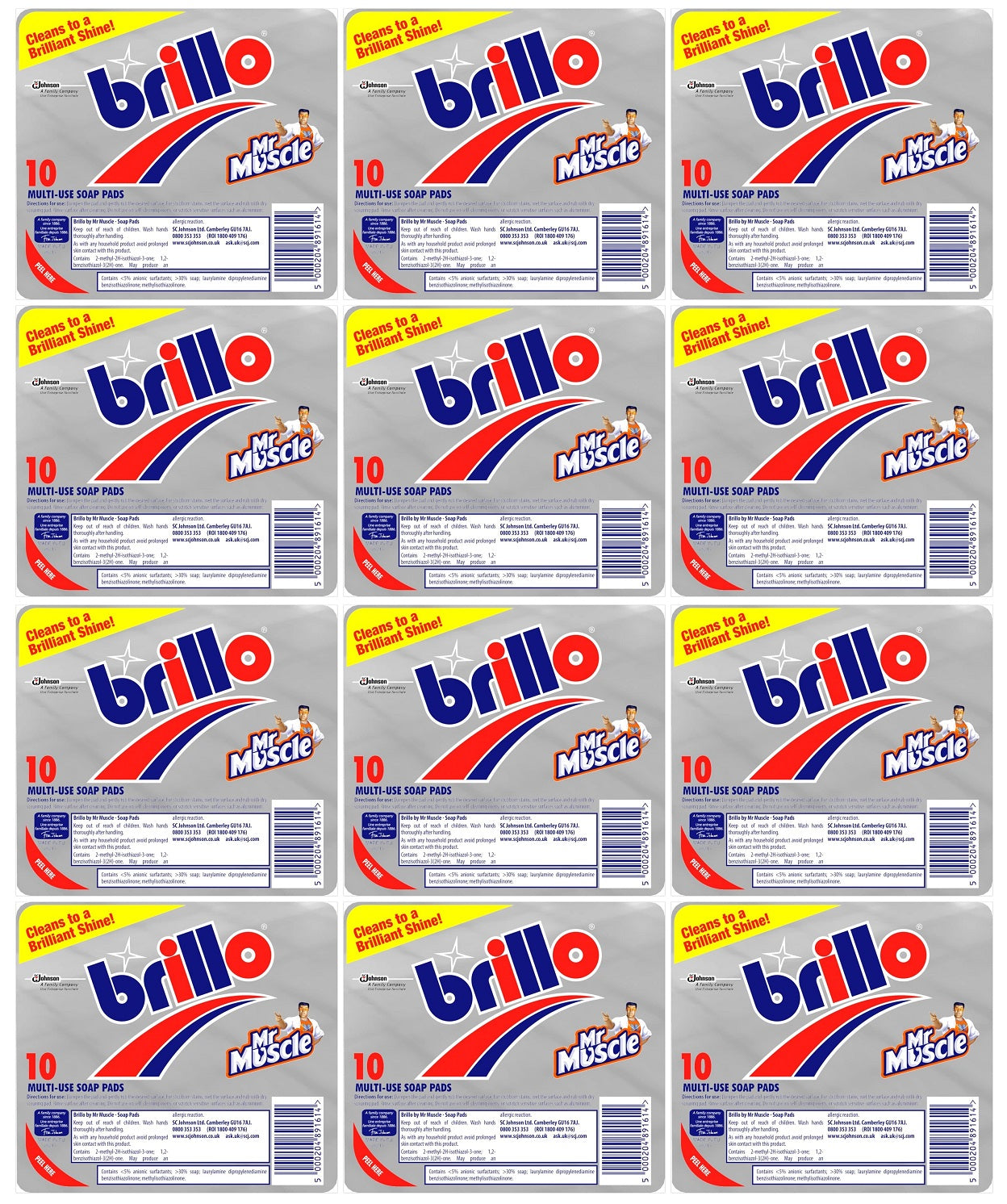 12 x Brillo 10 Multi-Use Soap Pads