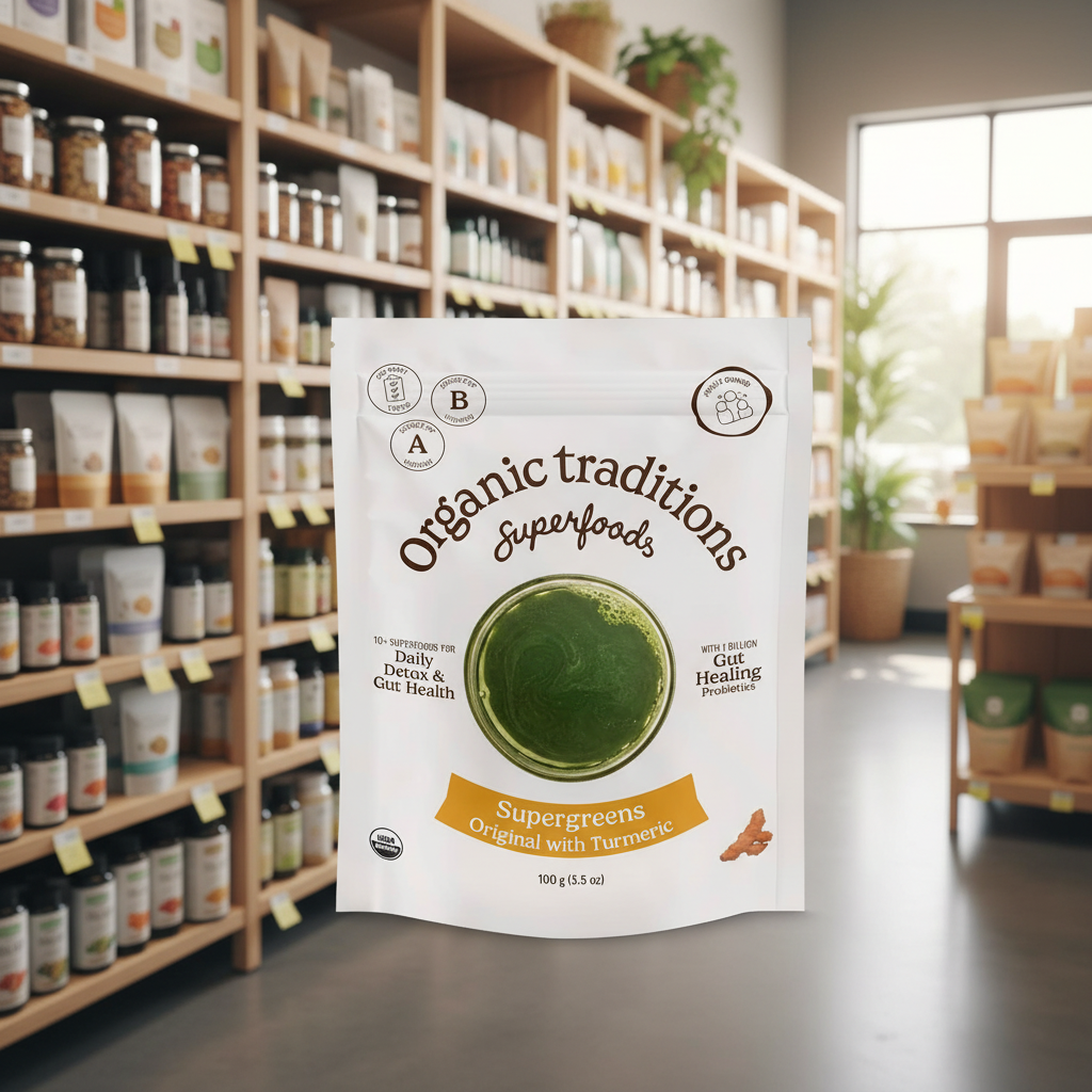 Organic Traditions Org Super Greens with Turmeric - 100g