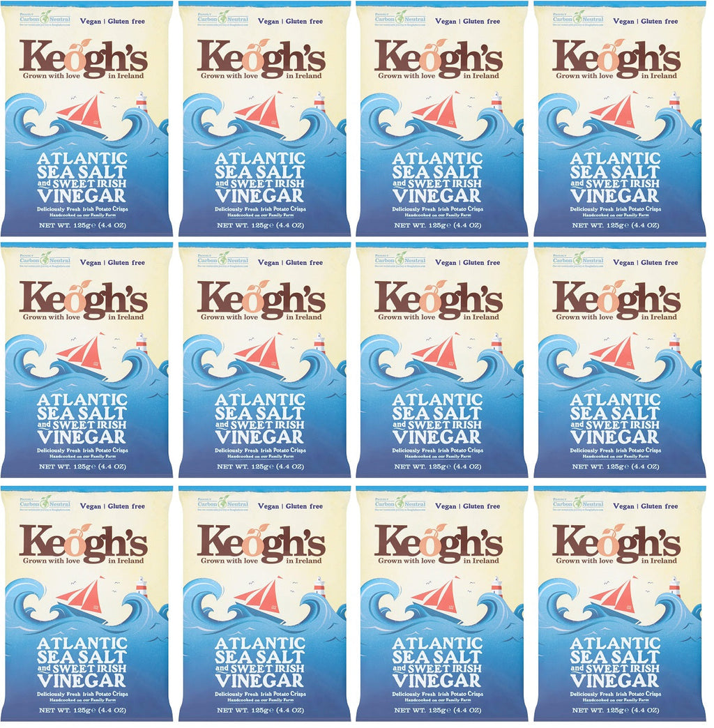 12 x Keoghs Sea Salt & Cider Vinegar Crisps - 125GM