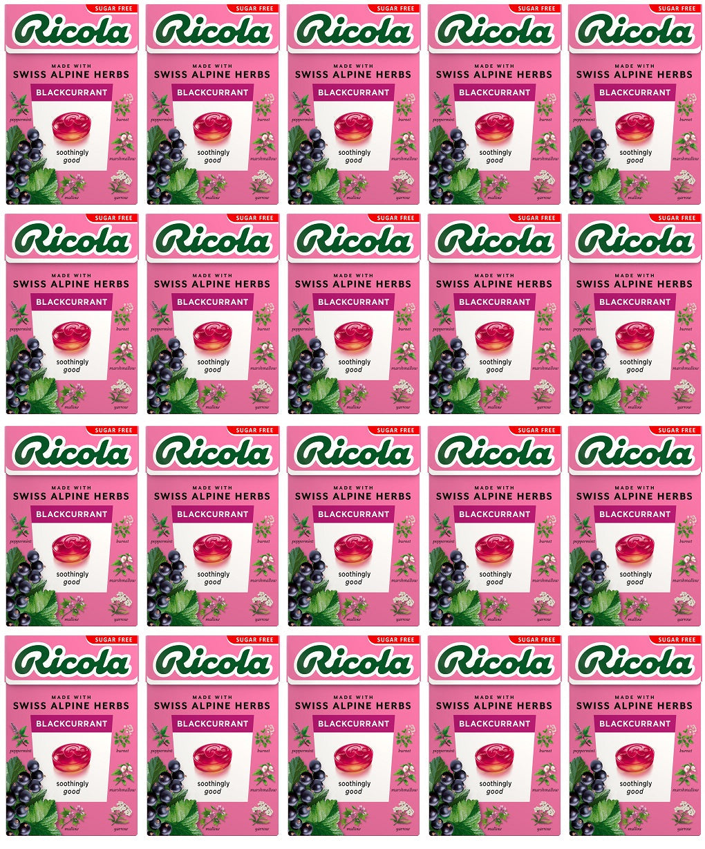 20 x Ricola Blackcurrant Box Sugar Free - 45g