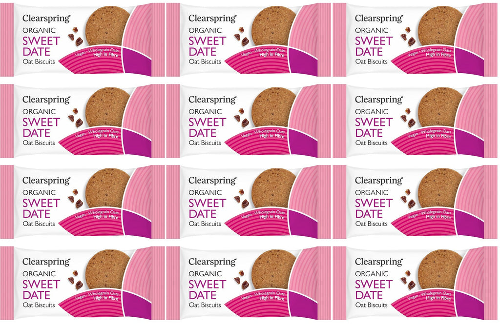 12 x Clearspring Org Oat Biscuits Sweet Date - 40g
