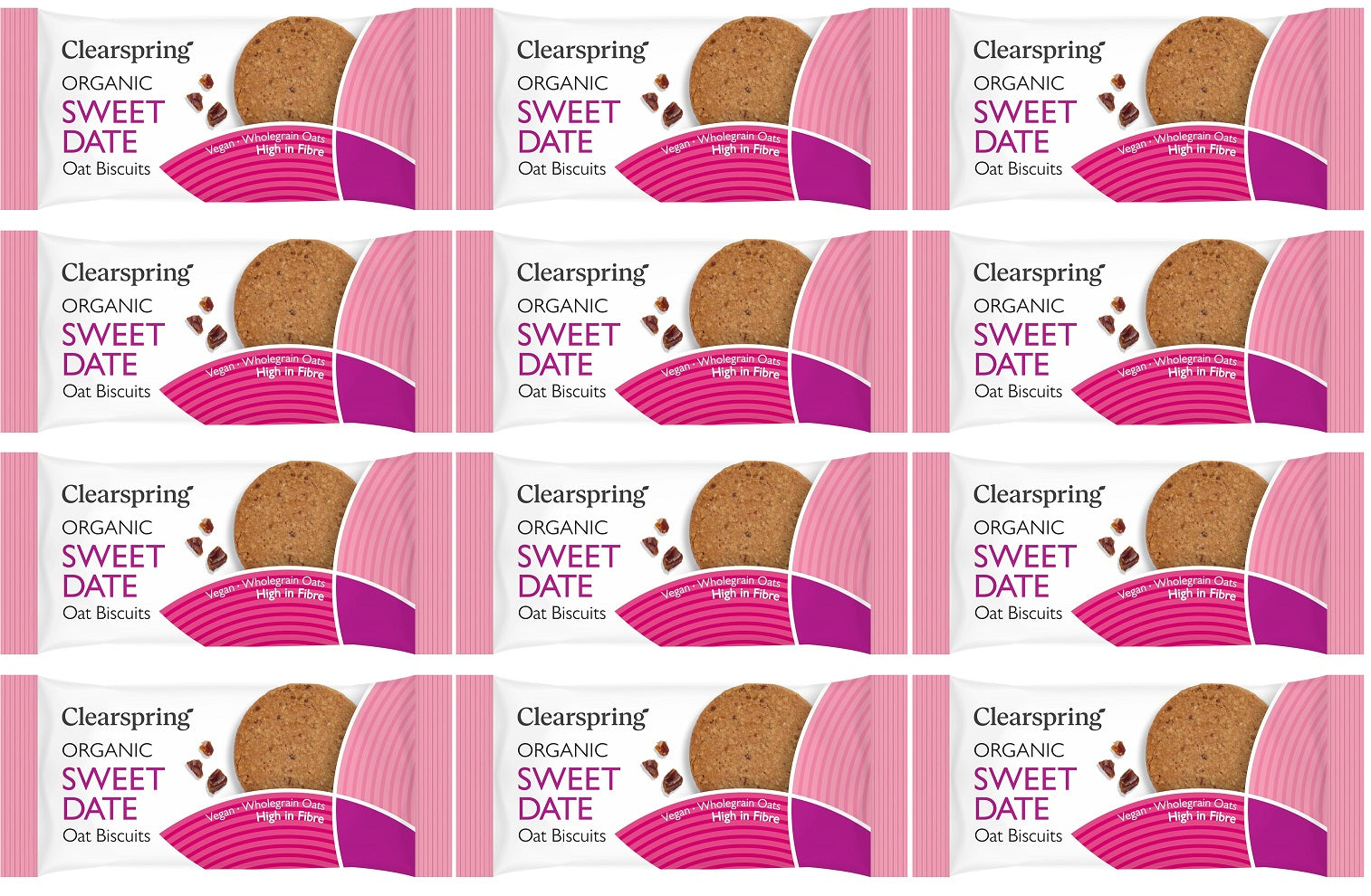 12 x Clearspring Org Oat Biscuits Sweet Date - 40g