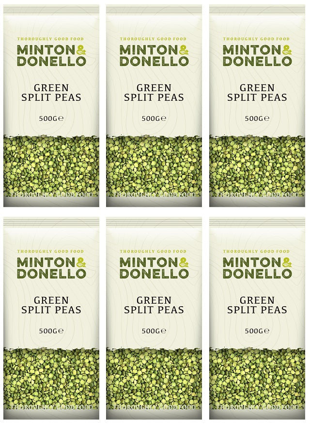6 x Minton & Donello Organic Green Split Peas - 500g