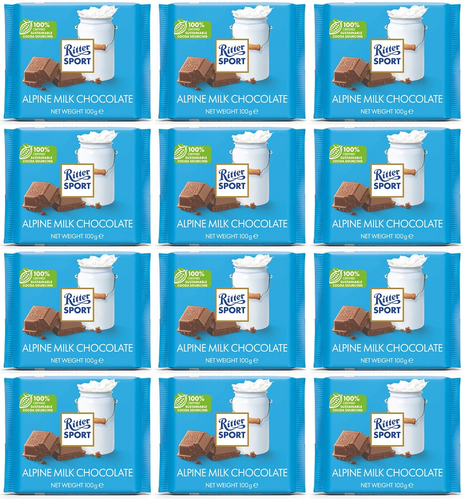 12 x Ritter Sport Alpine Milk Chocolate - 100G