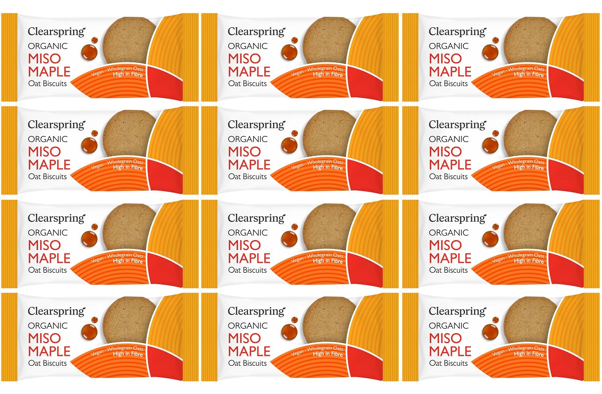 12 x Clearspring Org Oat Biscuits Miso Maple - 40g