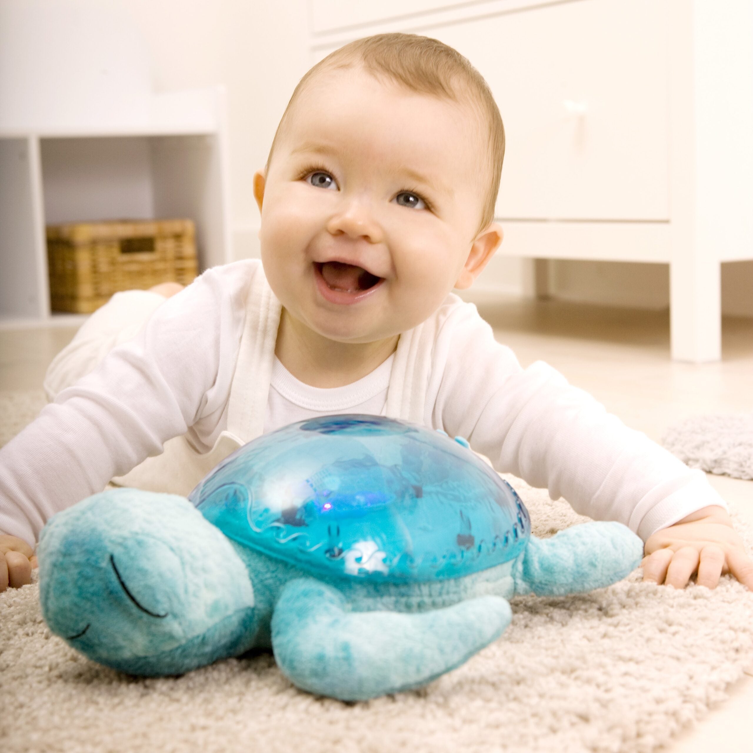 Cloud B Tranquil Turtle Rechargeable Projector Nightlight with White Noise Soothing Sounds - Aqua Blue