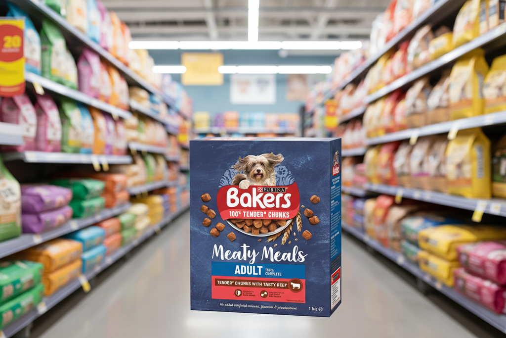5 X Purina Bakers Complete Meaty Meals With Tasty Beef 1Kg
