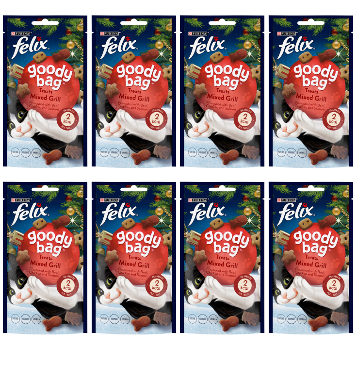 8 x Purina Felix Treats Goody Bag Mixed Grill 60Gm