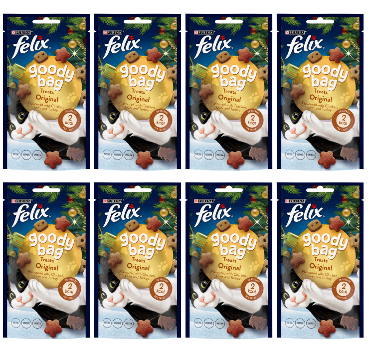 8 x Purina Felix Treats Goody Bag Original 60Gm