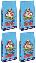 4 x Purina Bakers Adult Beef & Vegetable & Wholegrain 3Kg