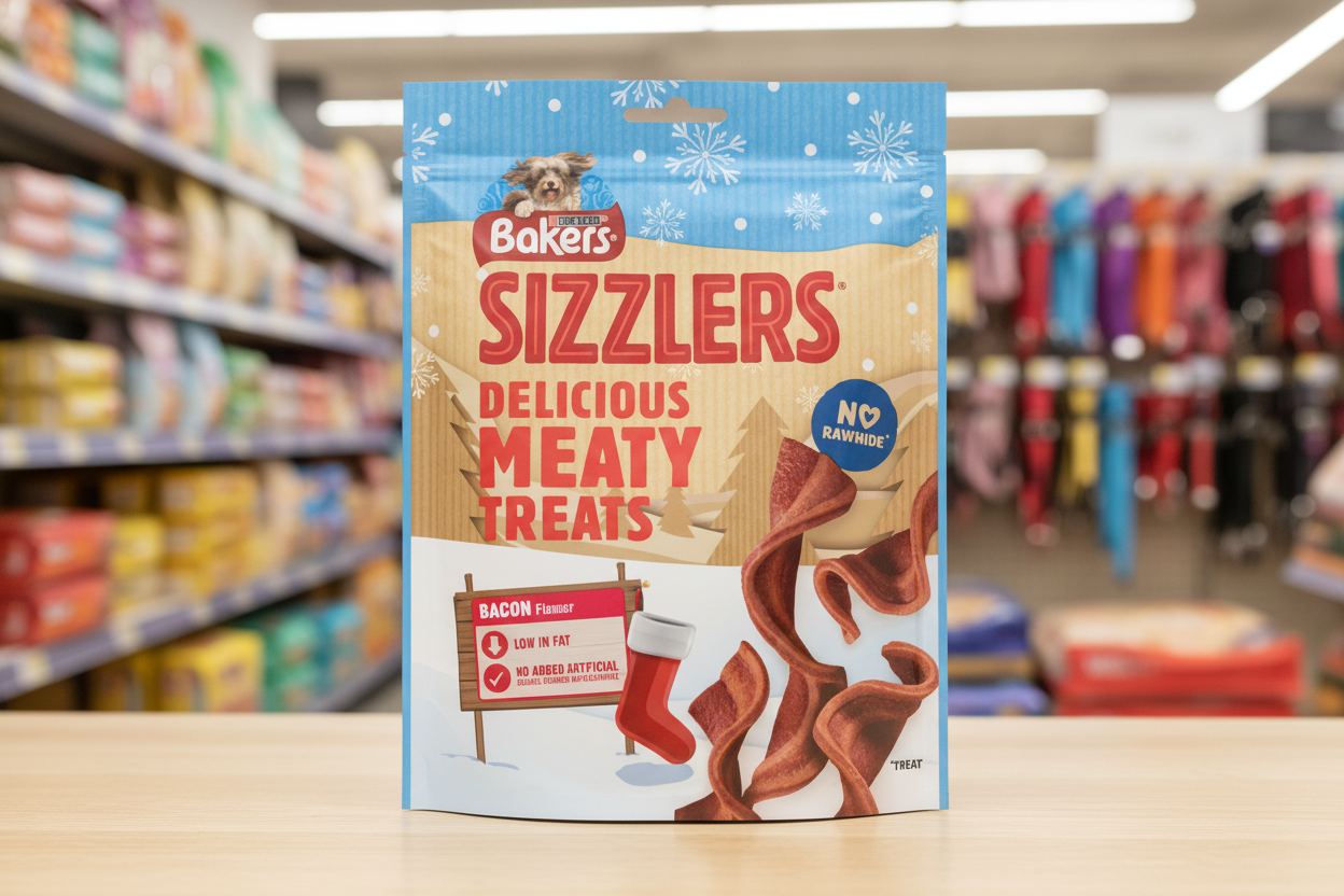 6 x Purina Bakers Sizzlers Bacon 90Gm