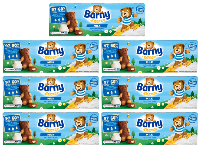 7 x Barny Milk Kids Sponge Bear 5 Packs 125Gm