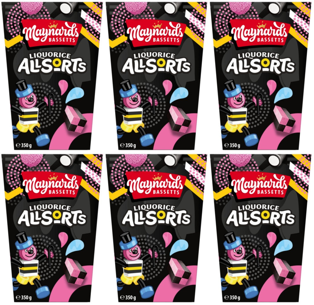 6 x Maynards Bassetts Liquorice Allsorts Sweets Carton - 300GM