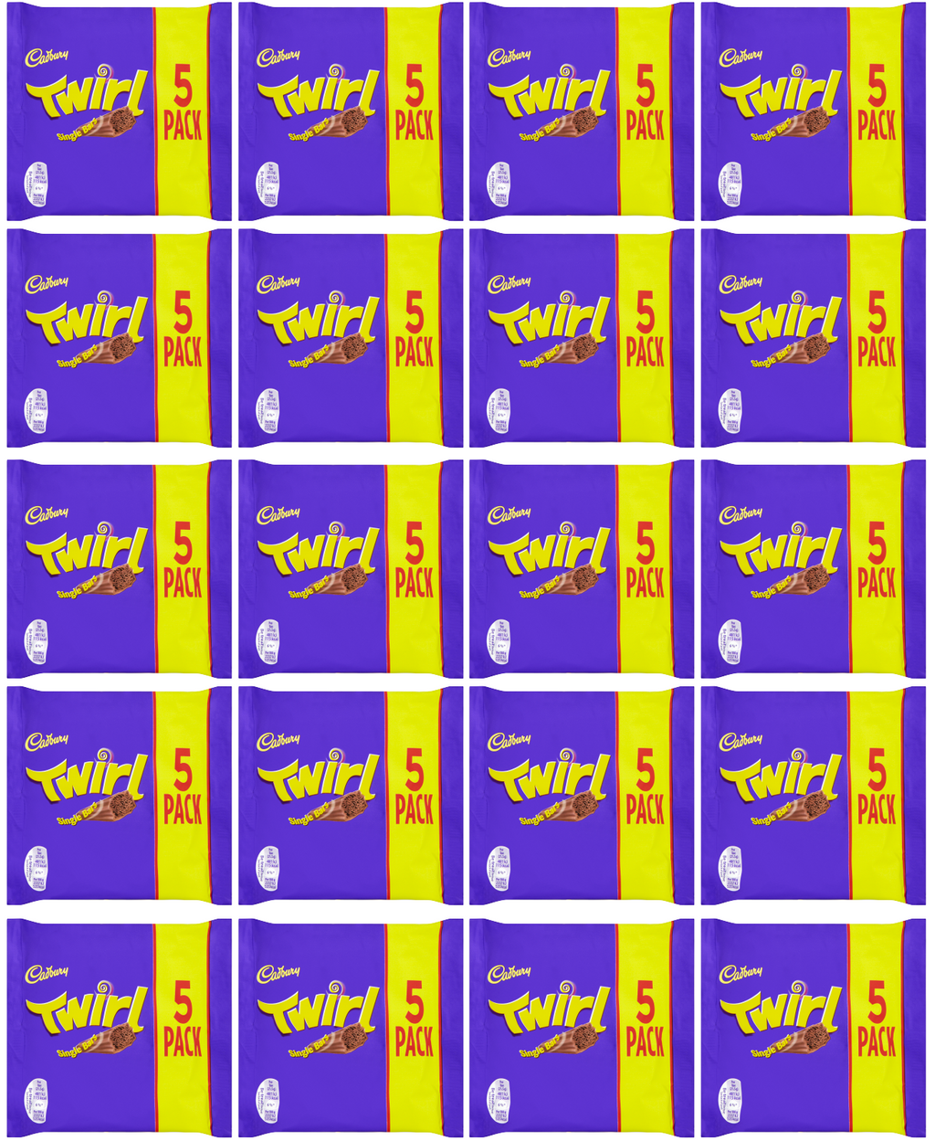 20 x Cadbury Twirl Snacksize 5Pk 108Gm