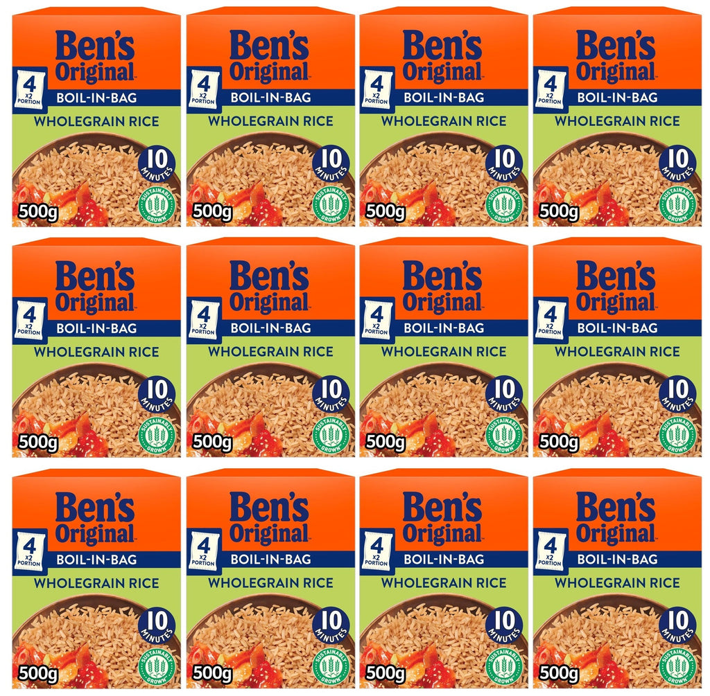 12 x Bens Original Boil In Bag Wholegrain Rice 4 X 125G