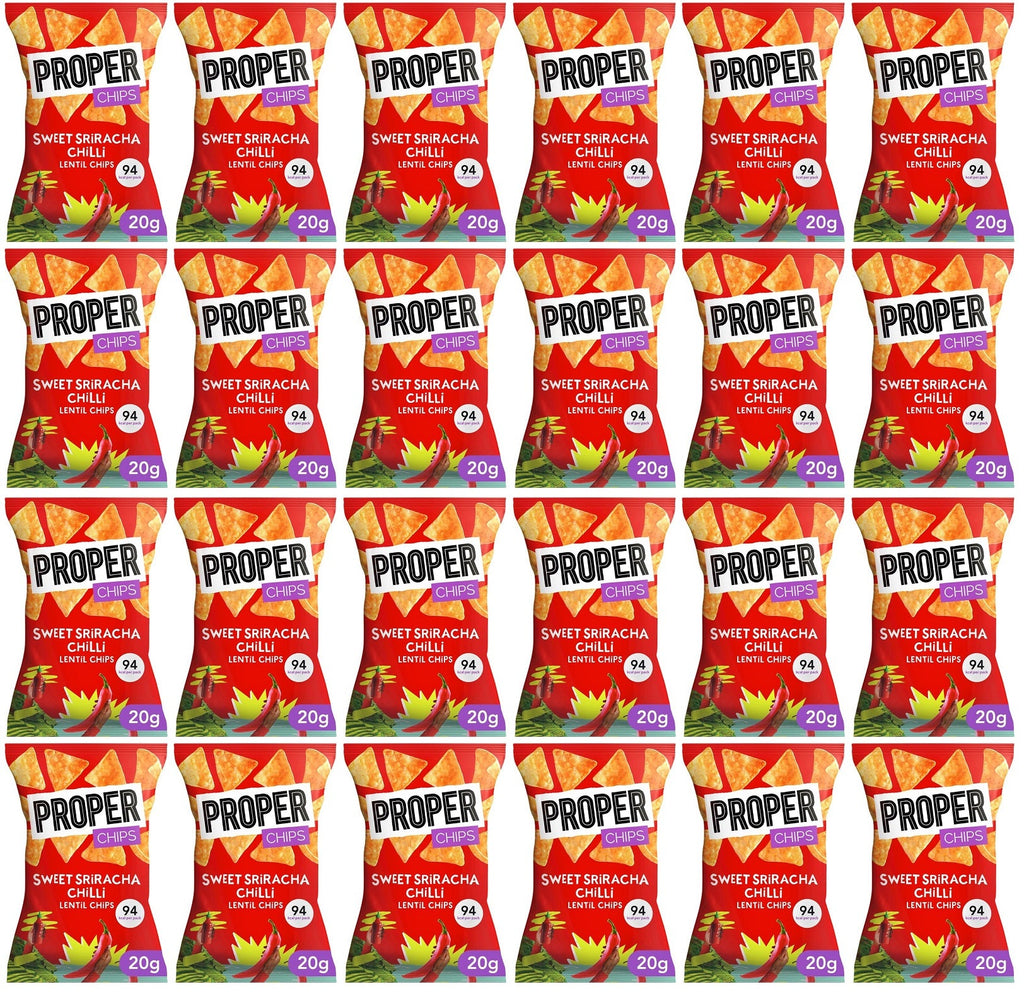 24 x Properchips Sweet Sriracha Chilli Lentil Chips 20G