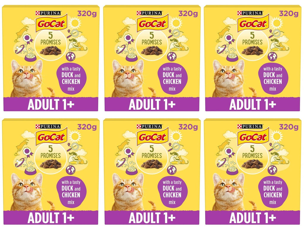 6 x Go-Cat® With Duck And Chicken Mix Dry Cat Food 320G