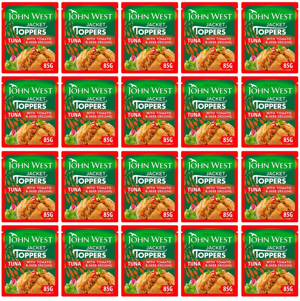 20 x John West Jacket Toppers Tuna With An Oven Dried Tomato & Herb Dressing 85G