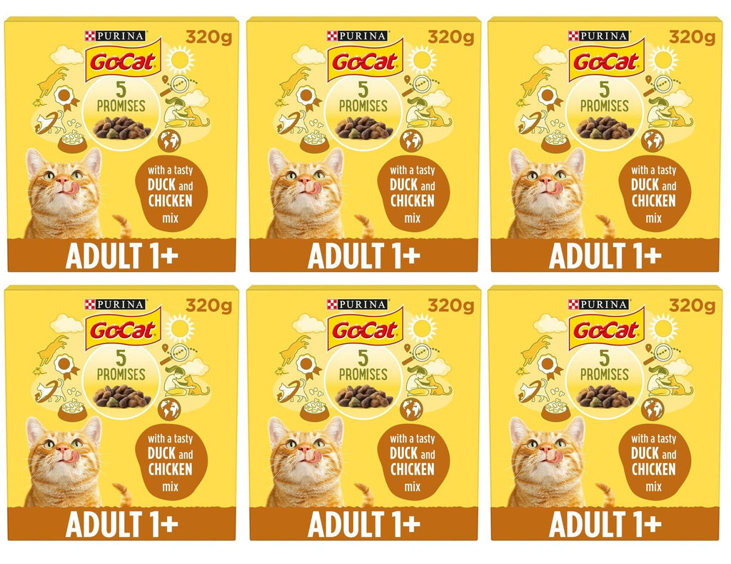 6 x Go-Cat® With Chicken And Turkey Mix With Vegetables Dry Cat Food 320G