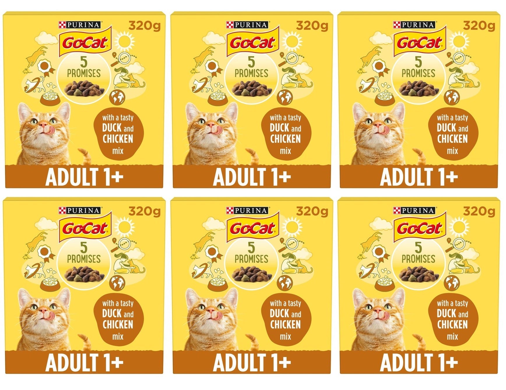 6 x Go-Cat® With Chicken And Turkey Mix With Vegetables Dry Cat Food 320G