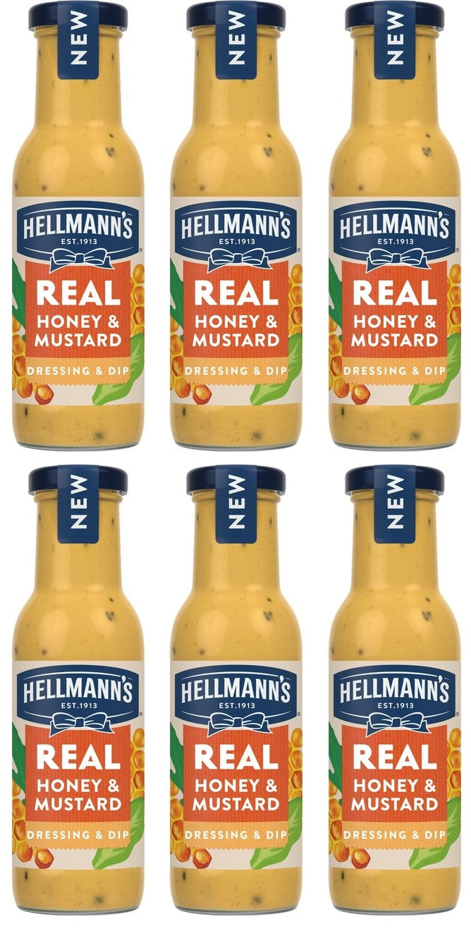 6 x Hellmann's  Salad Dressing & Dip Real Honey & Mustard 250 Ml