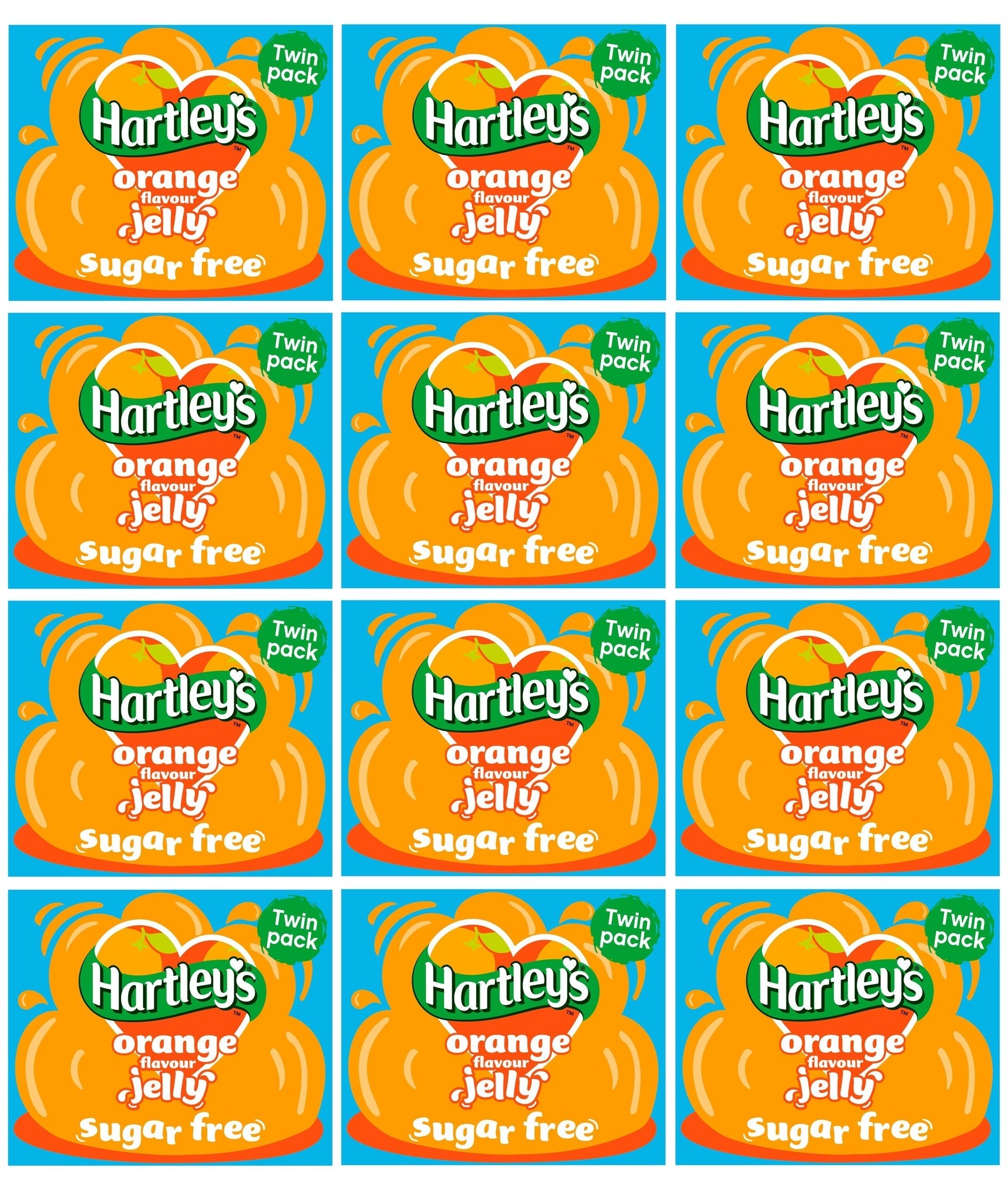 12 x Hartley's Orange Flavour Jelly Sugar Free Twin Pack 23G