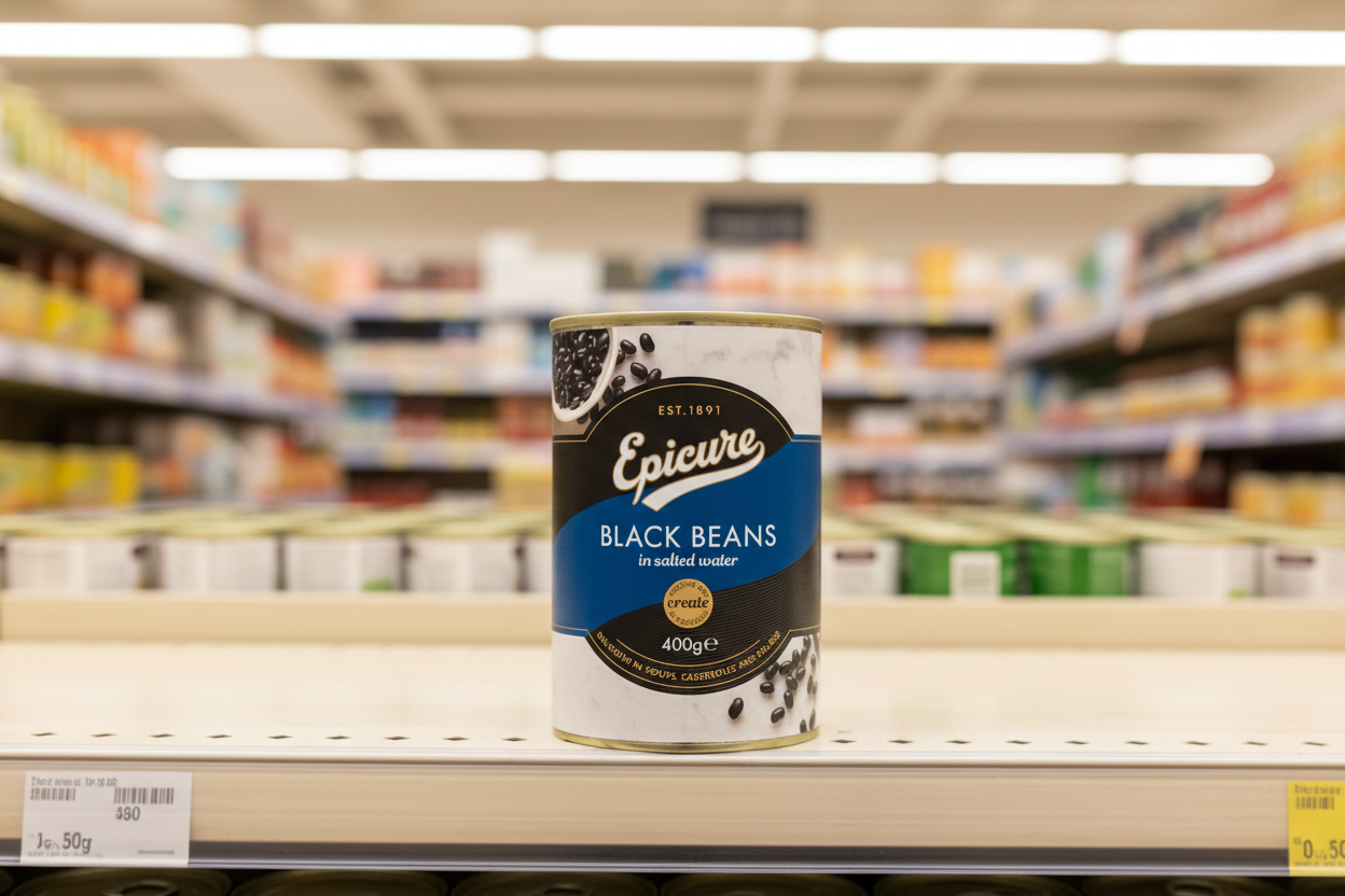 12 x Epicure Black Beans In Salted Water 400G