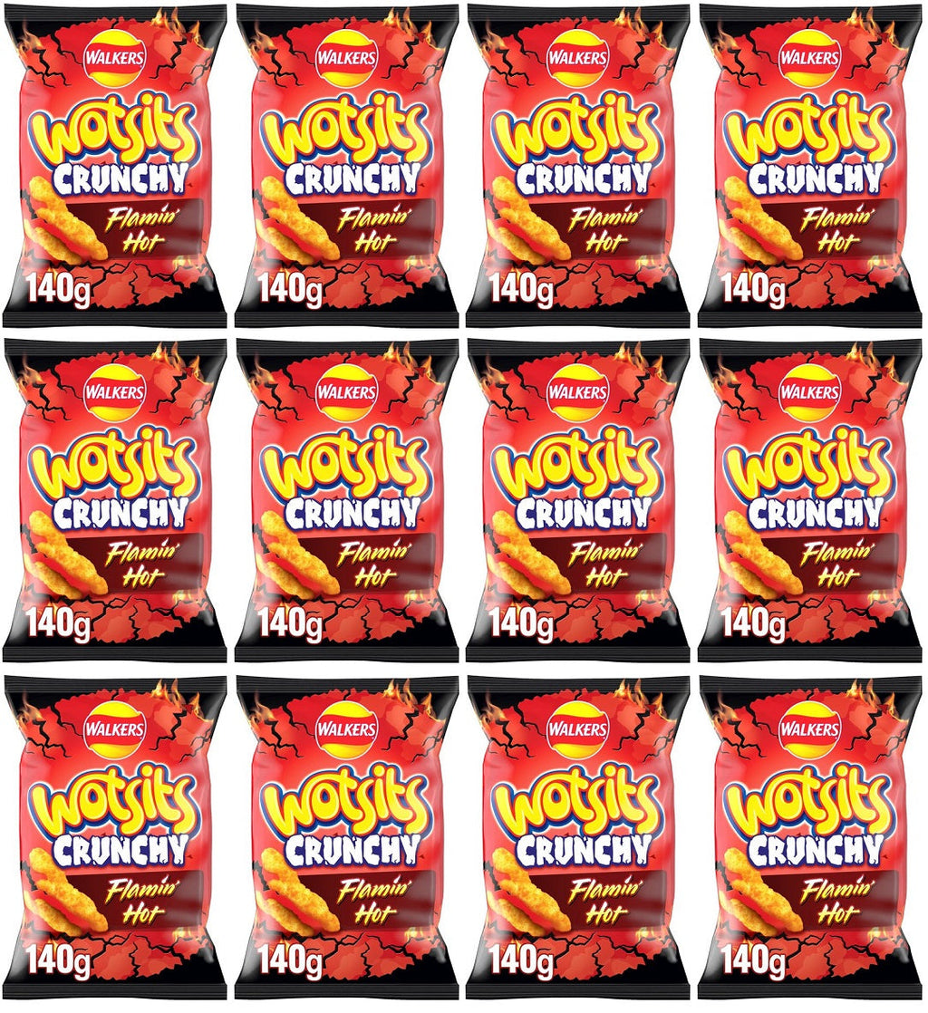 12 x Walkers Wotsits Crunchy Sweet & Spicy Snacks Crisps 140G