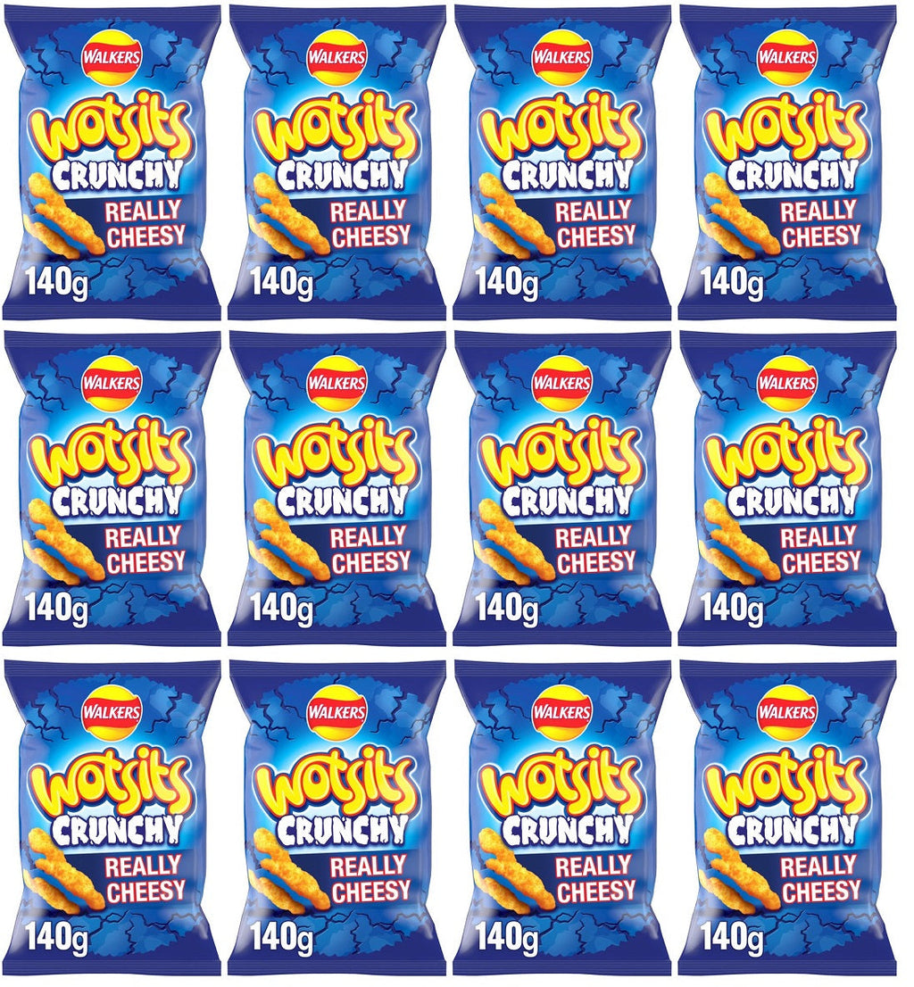 12 x Walkers Wotsits Crunchy Really Cheesy Snacks Crisps 140G
