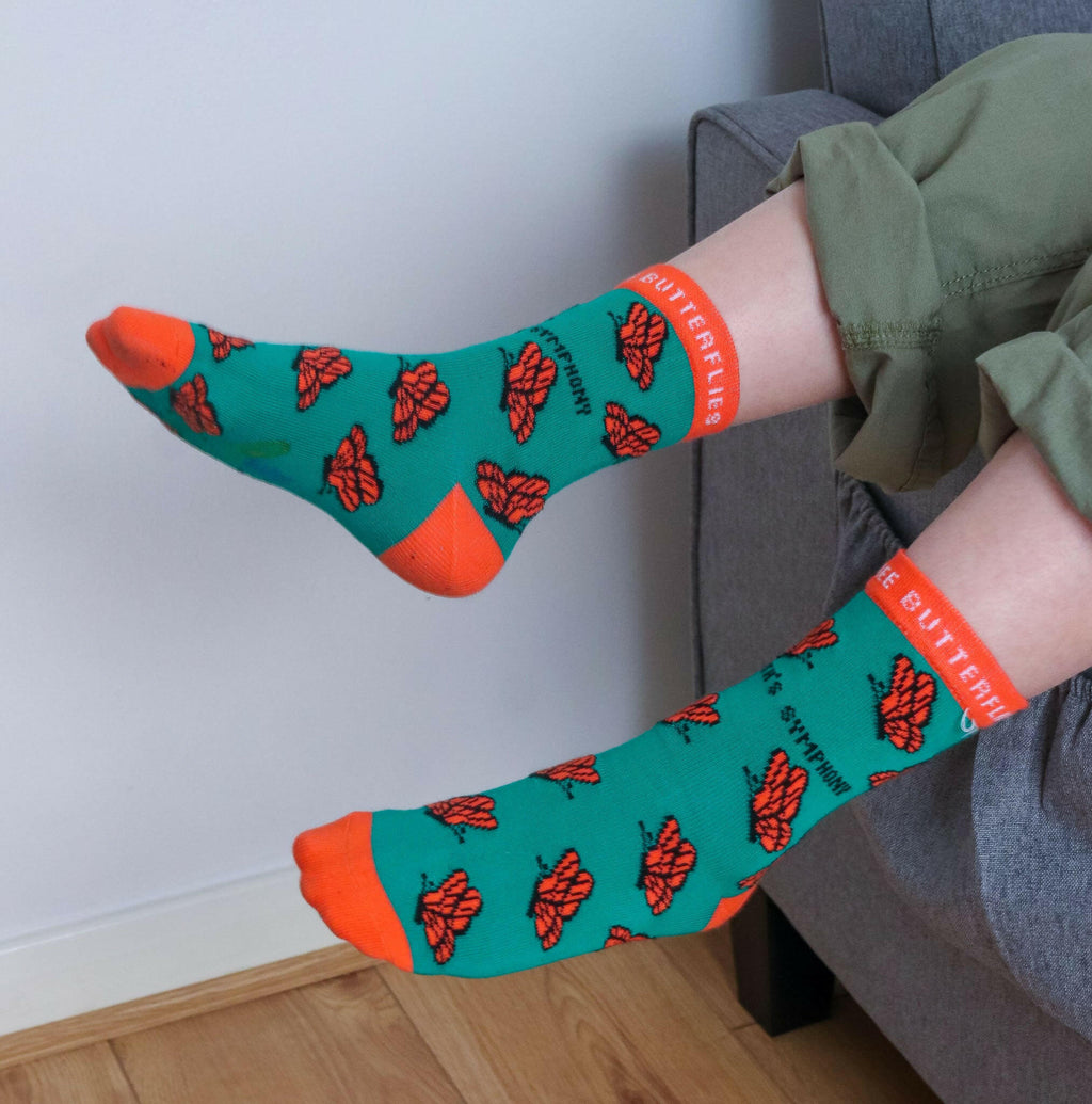 CAREFREE BUTTERFLIES ORGANIC COTTON KIDS SOCKS