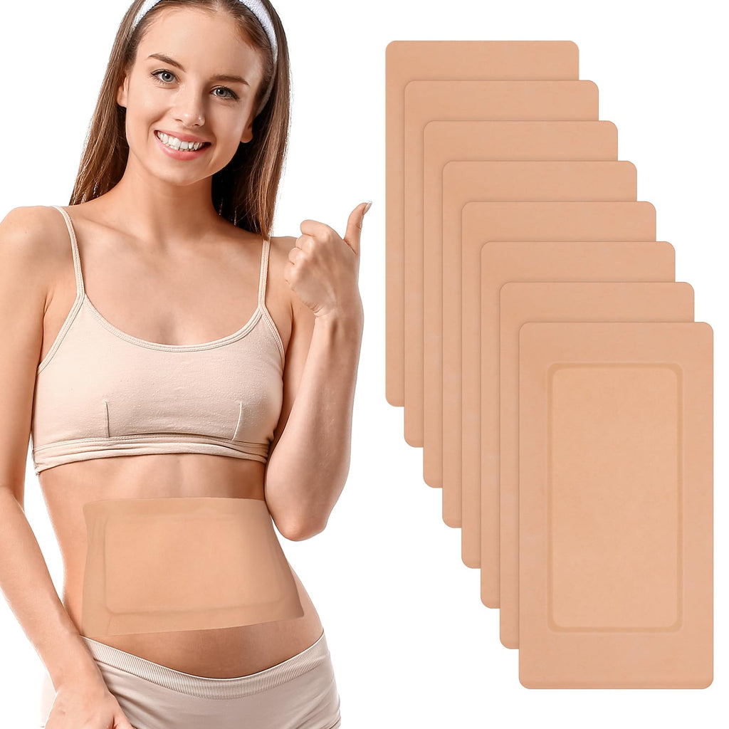 8 Pcs Castor Oil Patches Wrap 11.8 x 6.3 in | Disposable Organic Cotton Self-Adhesive Belly Button Patch Cover