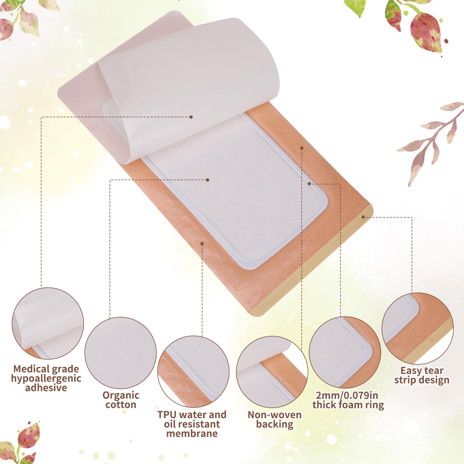 8 Pcs Castor Oil Patches Wrap 11.8 x 6.3 in | Disposable Organic Cotton Self-Adhesive Belly Button Patch Cover