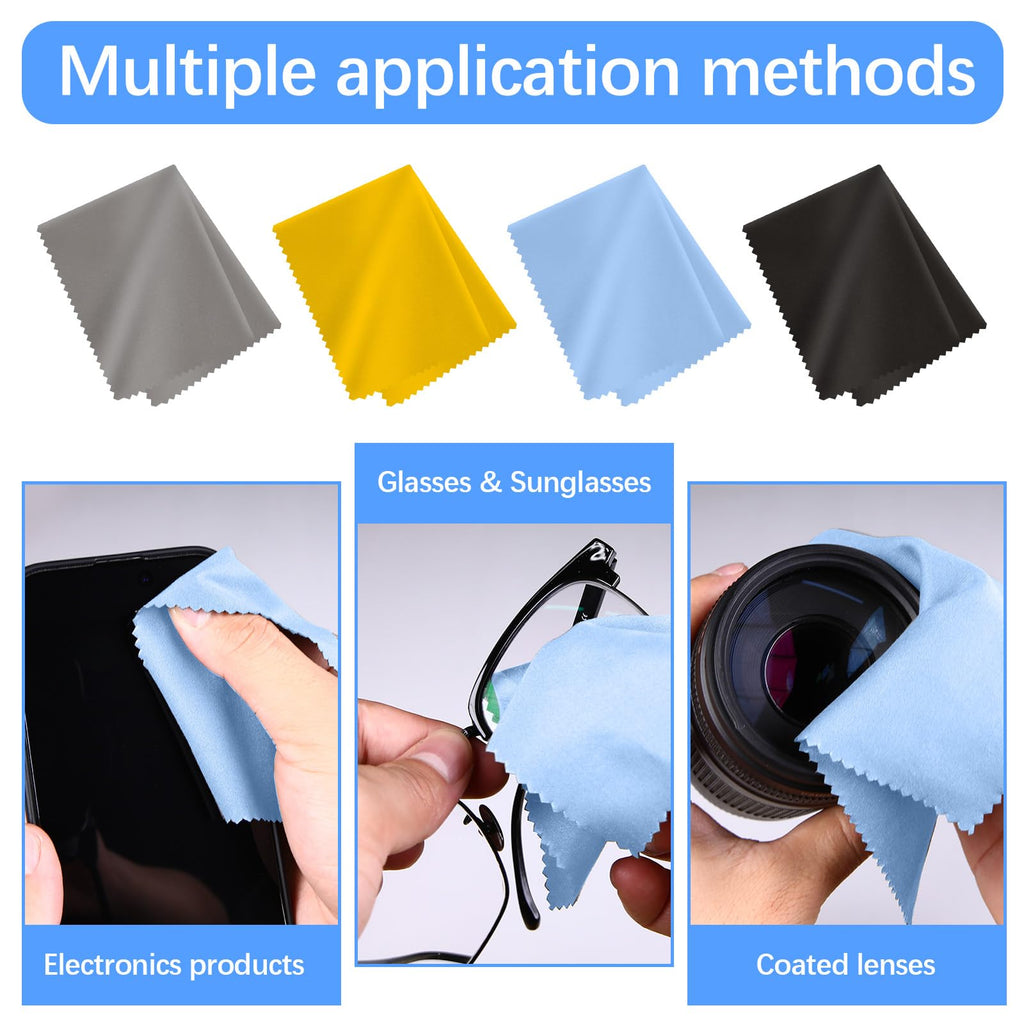 80-Pack Microfiber Cleaning Cloths for Glasses - Multi-Color - 6x7 inches