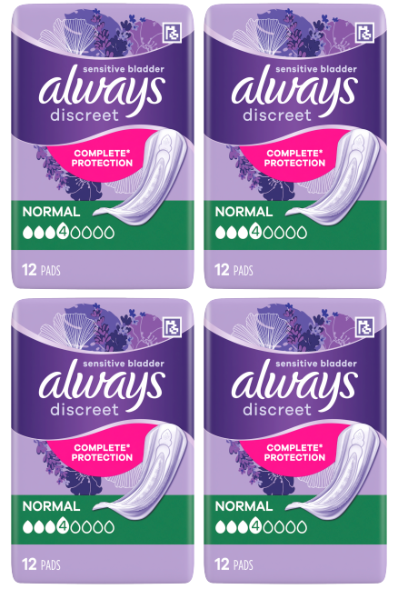 4 x Always Discreet Normal  - 12 PACK