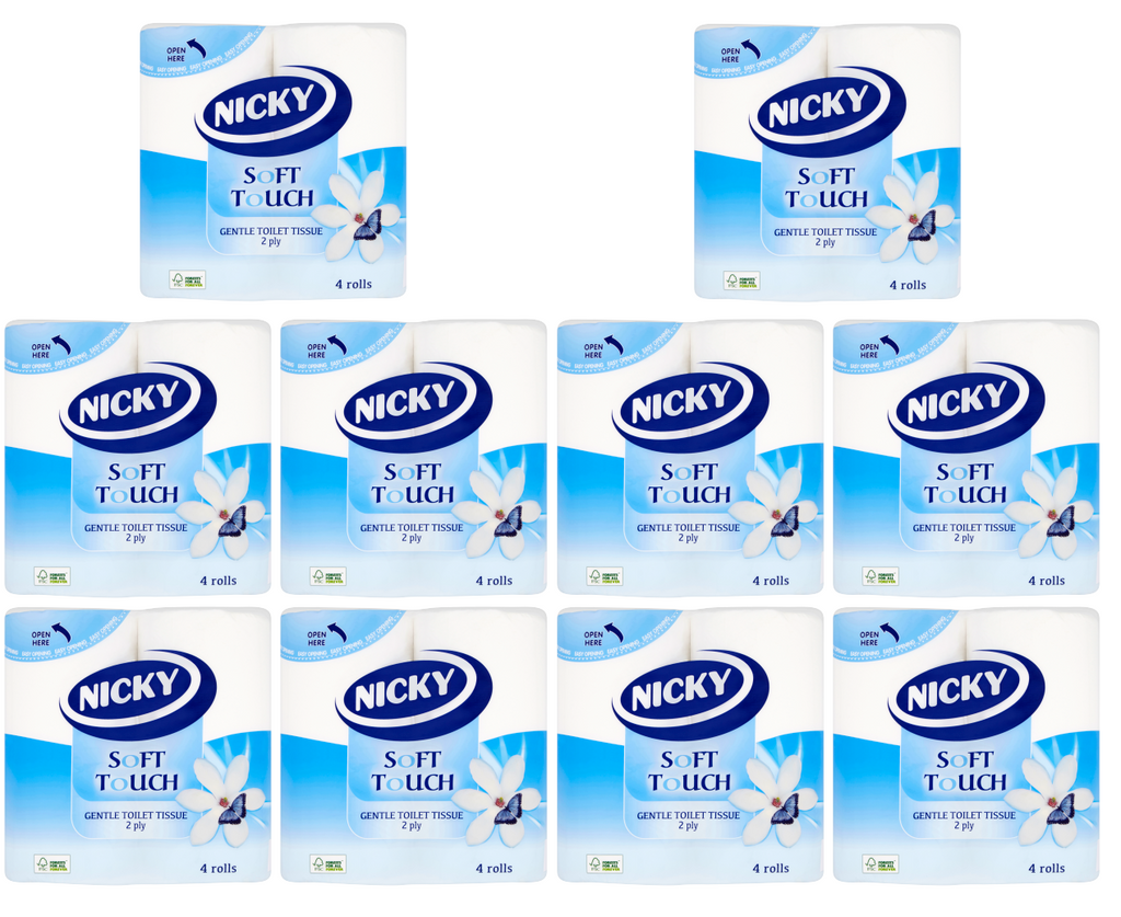 10 x Nicky Soft Touch White 4 Roll