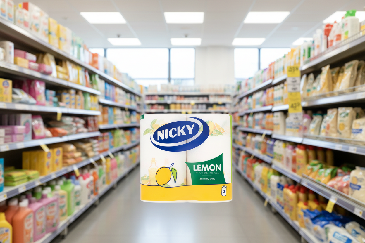8 x Nicky Kitchen Roll Lemon 2 Roll