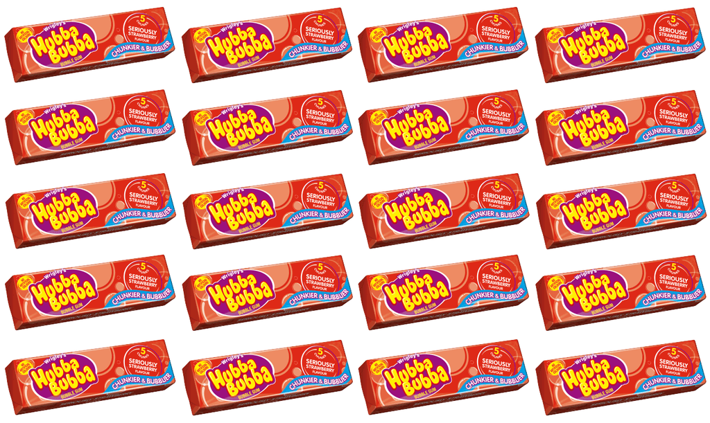 20 x Hubba Bubba Strawberry Big Bubble G 5 Pce