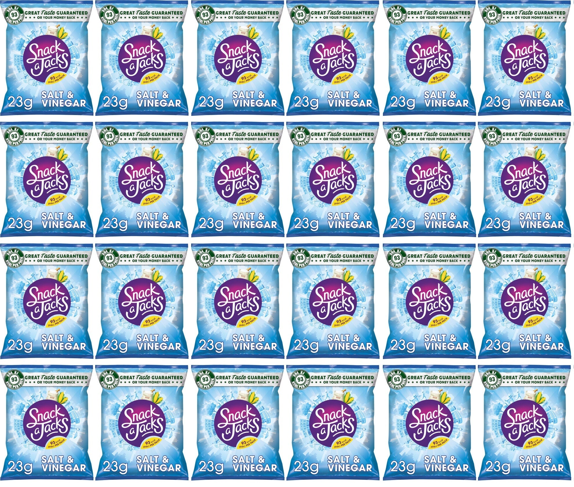 24 x Snack A Jacks Salt & Vinegar Rice Cakes Crisps 23G