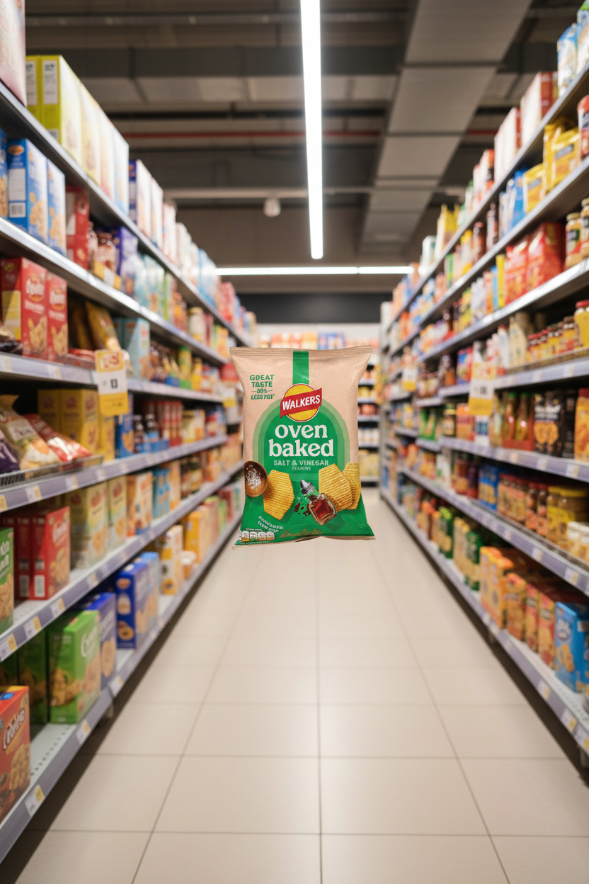 32 x Walkers Baked Salt & Vinegar Snacks Crisps 37.5G