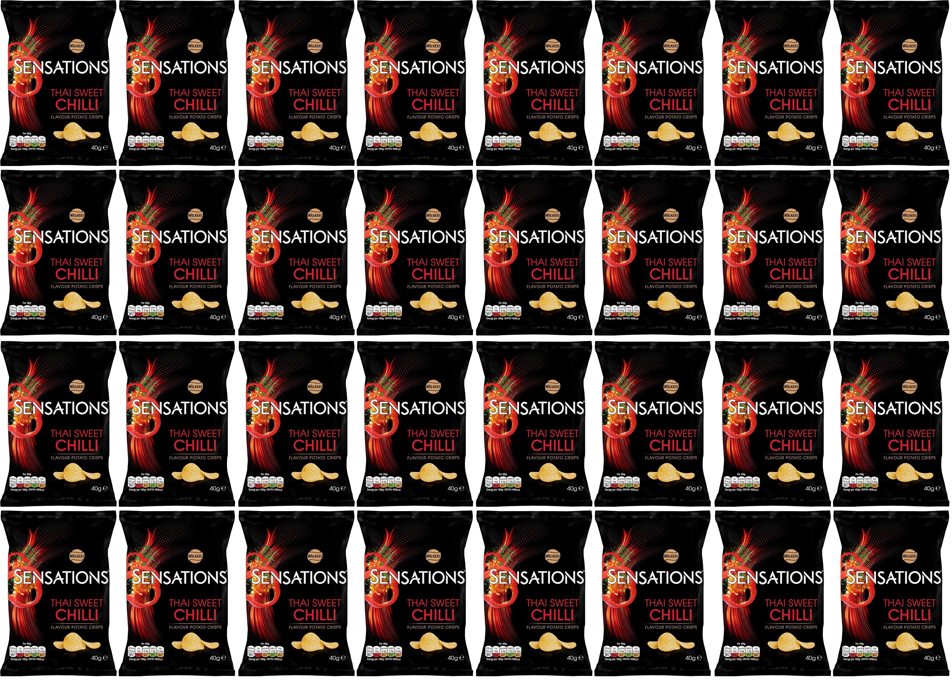 32 x Walkers Sensations Thai Sweet Chilli Grab Bag Crisps 40G