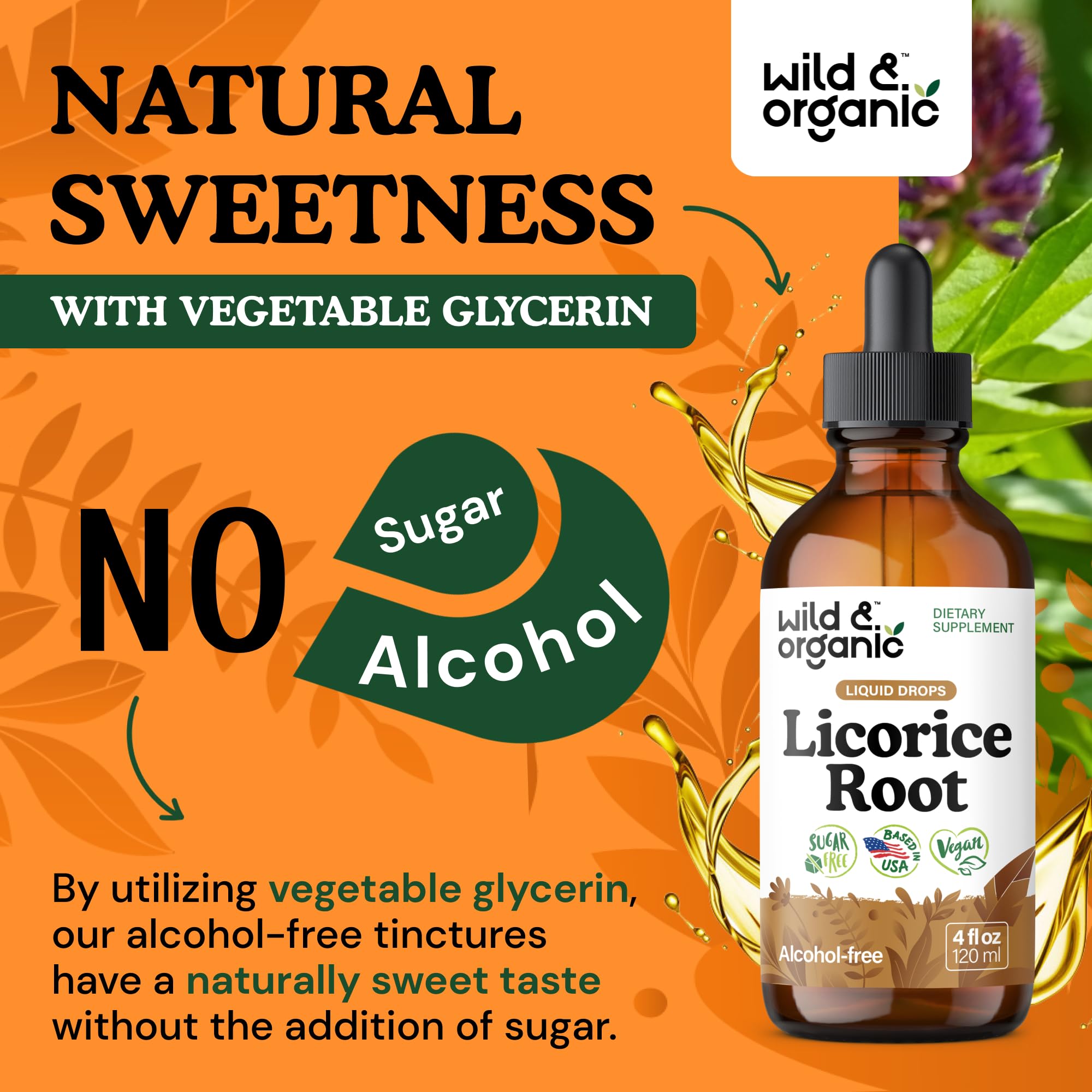 Wild & Organic Licorice Root Tincture - Digestive, Lung & Skin Support (4 oz)