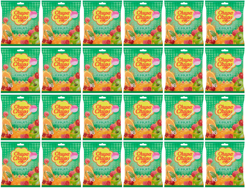 24 x Chupa Chups 16 Assorted Fruit Flavour Lollipops 192G